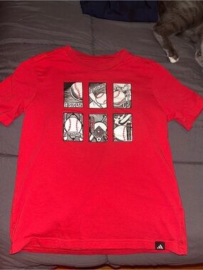 adidas Red Baseball Panel Graphic Tee